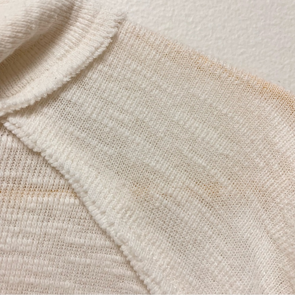 Free People Tara Split Back Turtleneck Top Size Large Ivory Slub Knit‎ - Picture 8 of 14